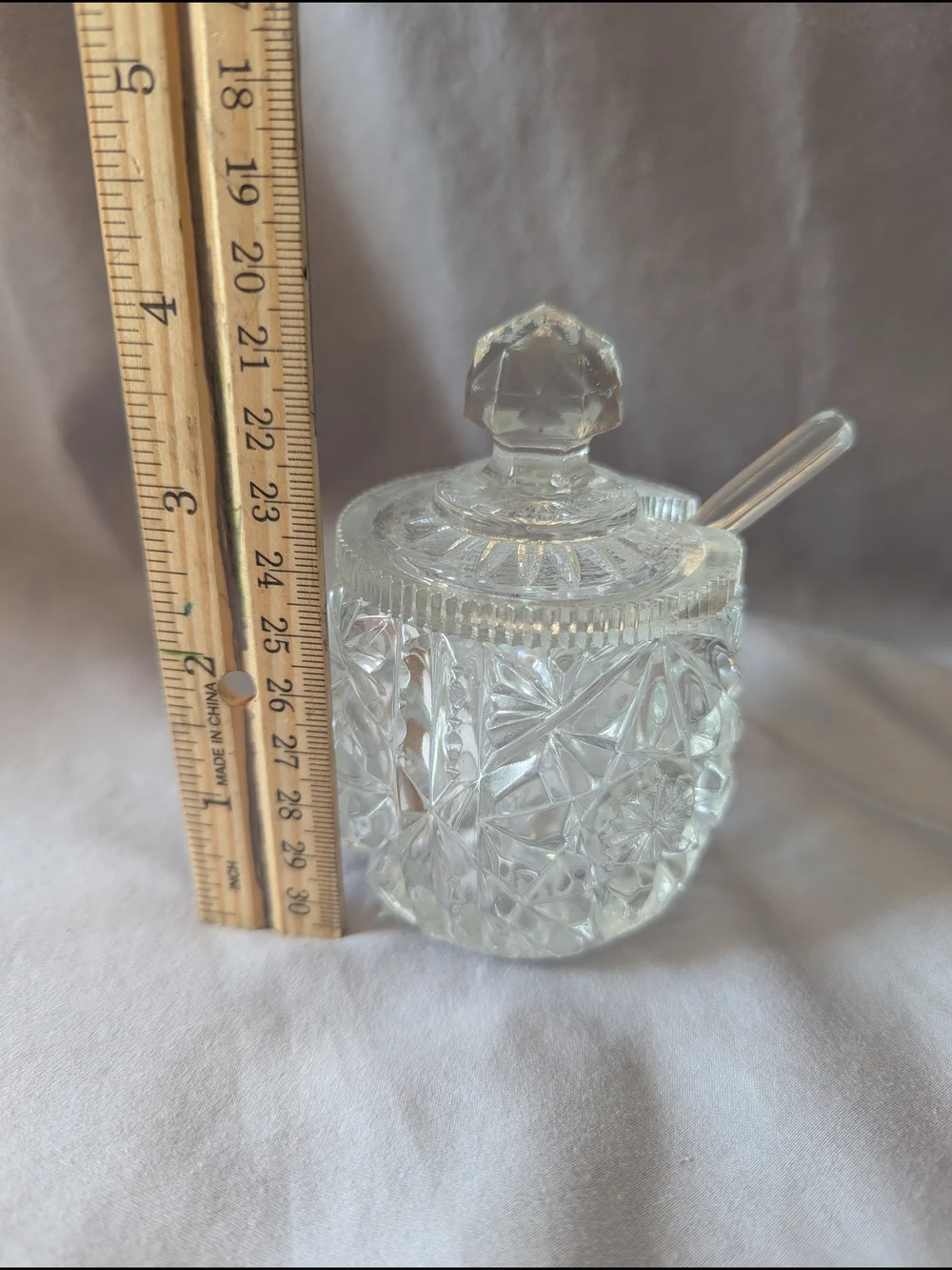 Crystal Mustard/Jelly Jar Covered with Spoon